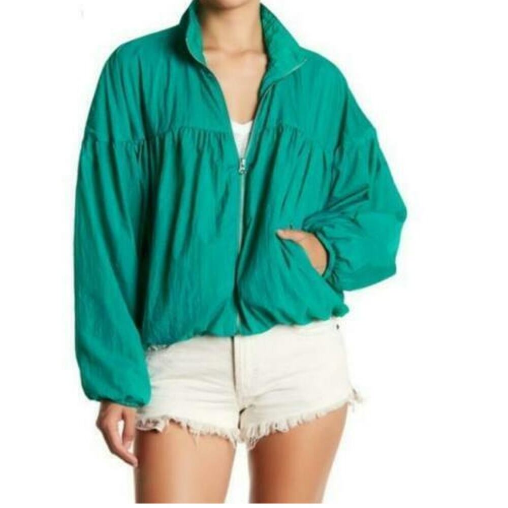 Free People Now Or Never Balloon Bomber Jacket Sz M Windebreaker Oversized Boho